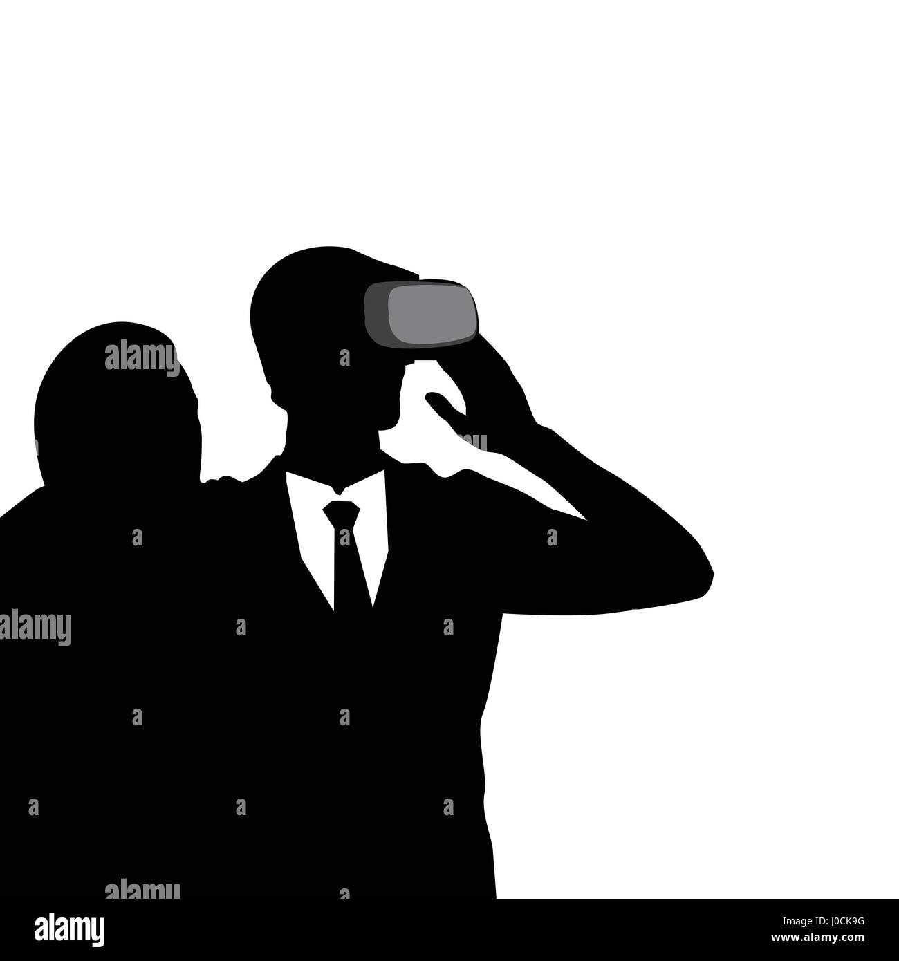 Silhouette Business Mann virtuelle Realität digitale Brille tragen Stock Vektor