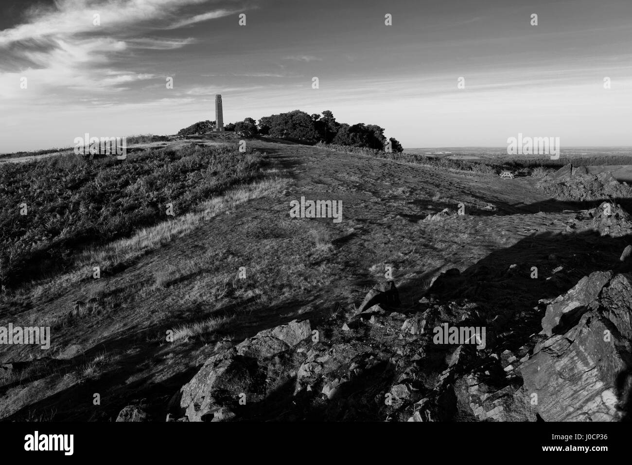 Sonnenuntergang über der Leicestershire Yeomanry Regiment Denkmal, Bradgate Park Charnwood Forest, Leicestershire, England Stockfoto