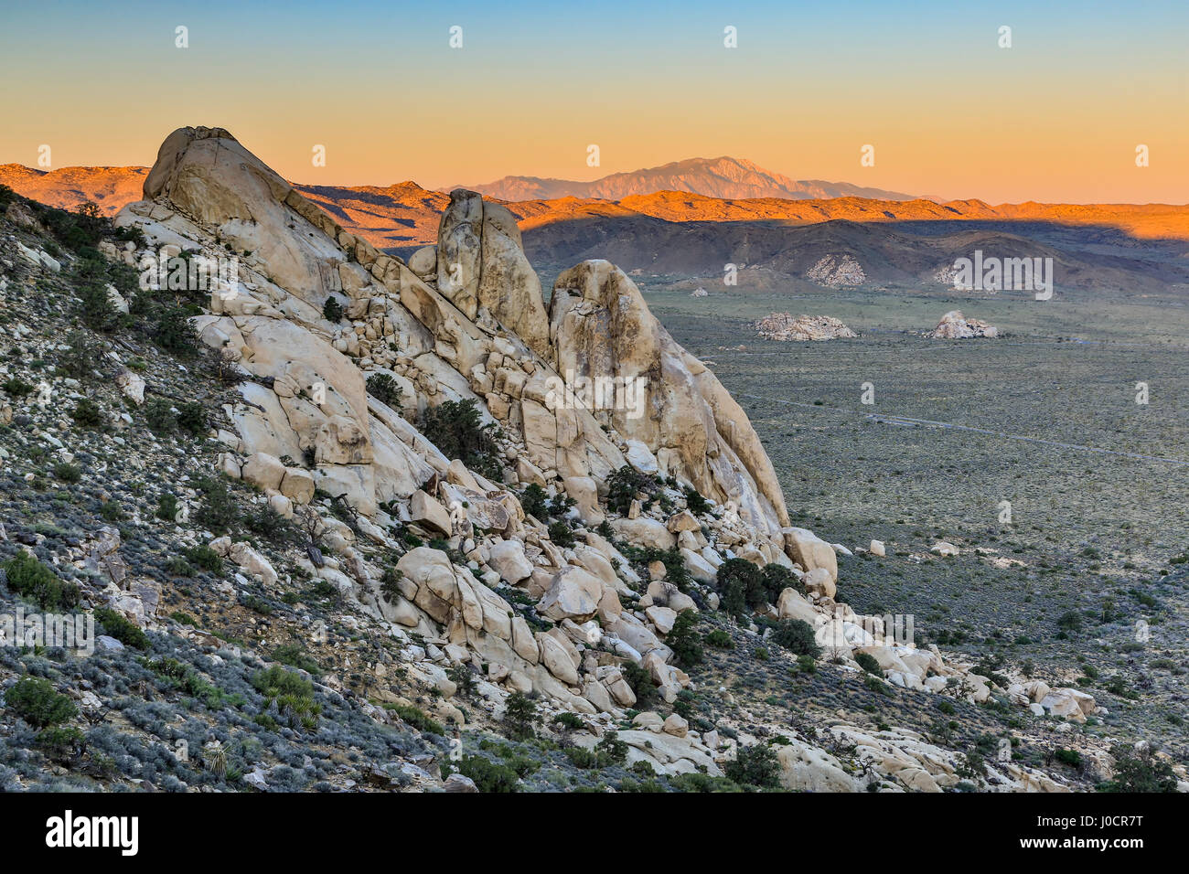 Rocky (Granit) Aufschluss von Ryan Bergweg, Joshua Tree Nationalpark, Kalifornien USA Stockfoto