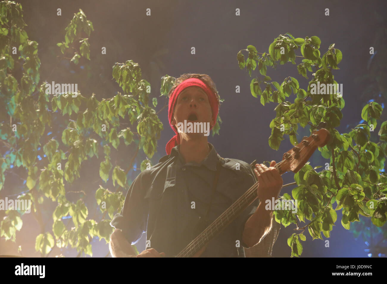 London, UK. 12. April 2017. Neil Hamilton Wilkinson von British Sea Power die live auf der Bühne im Shepherds Bush Empire für O2 in London. Foto: Mittwoch, 12. April 2017.  Bildnachweis: Roger Garfield/Alamy Live-Nachrichten Stockfoto