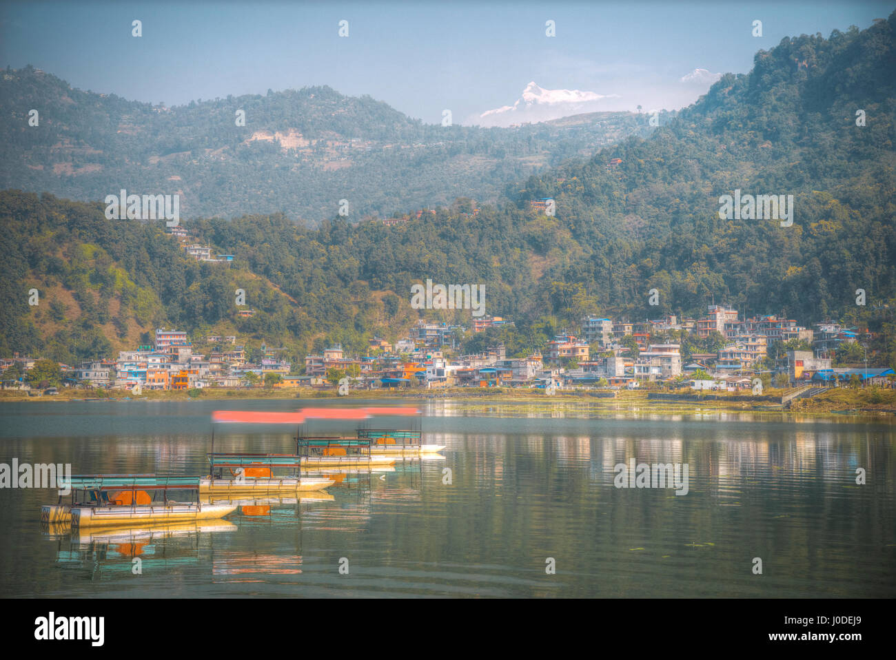 Pokhara - eine Stadt in Zentral-Nepal, das administrative Zentrum der Bezirk Helme, Gandaki Zone und der Western Region. Am Ufer des Phewa Lake Stockfoto