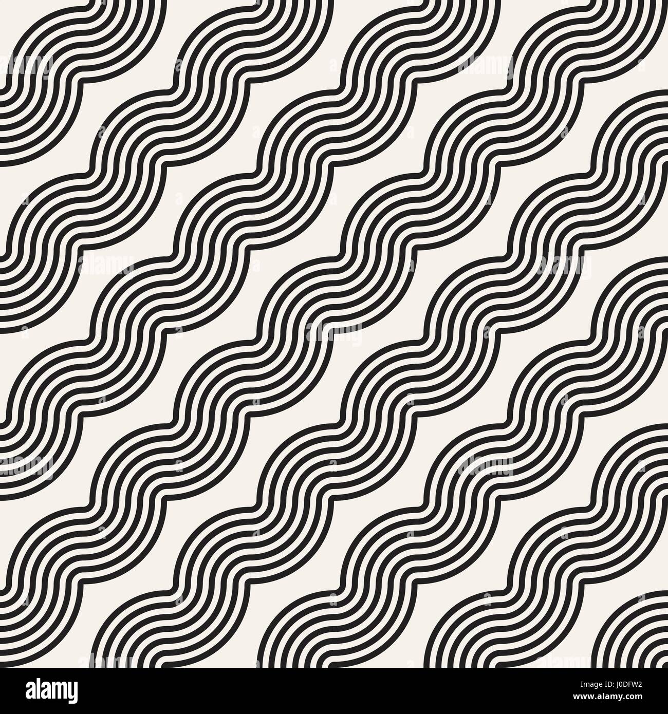 Nahtlose Wellenlinien Muster. Wiederholende Vektor Textur. Stilvolle Streifen Hintergrund. Zeitgenössische Grafik mit parallelen Wellen. Stock Vektor