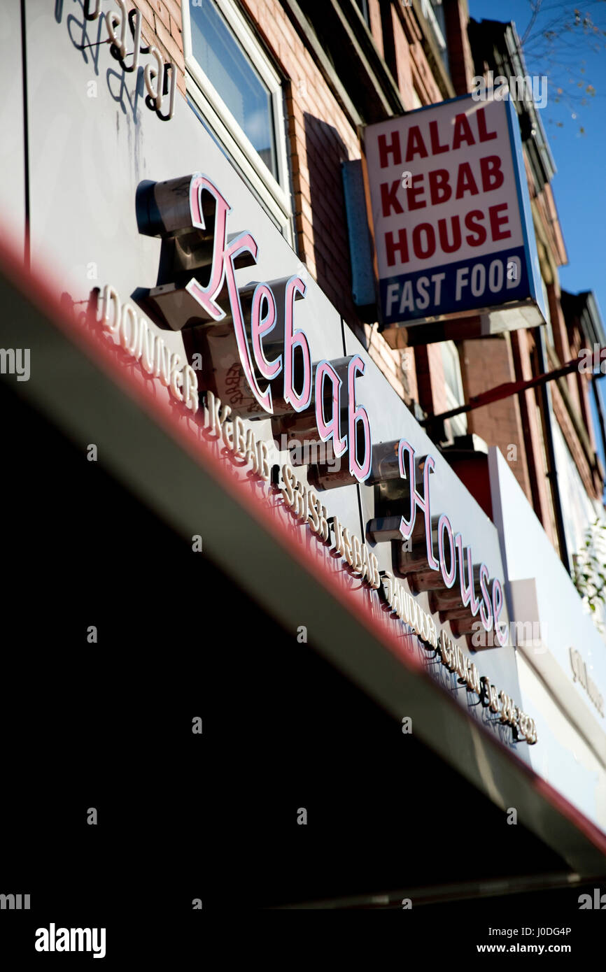 Welt Küche mitnehmen, Studentenviertel Oxford Straße, Manchester, Greater Manchester Stockfoto