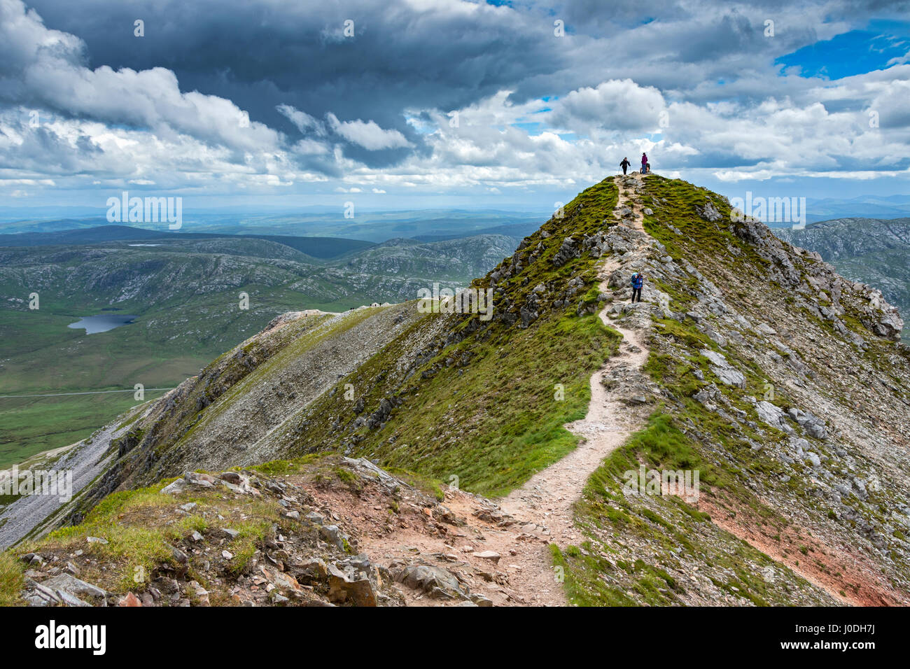 Den südlichen Gipfel der Errigal aus den Nordgipfel, Derryveagh Mountains, County Donegal, Irland Stockfoto