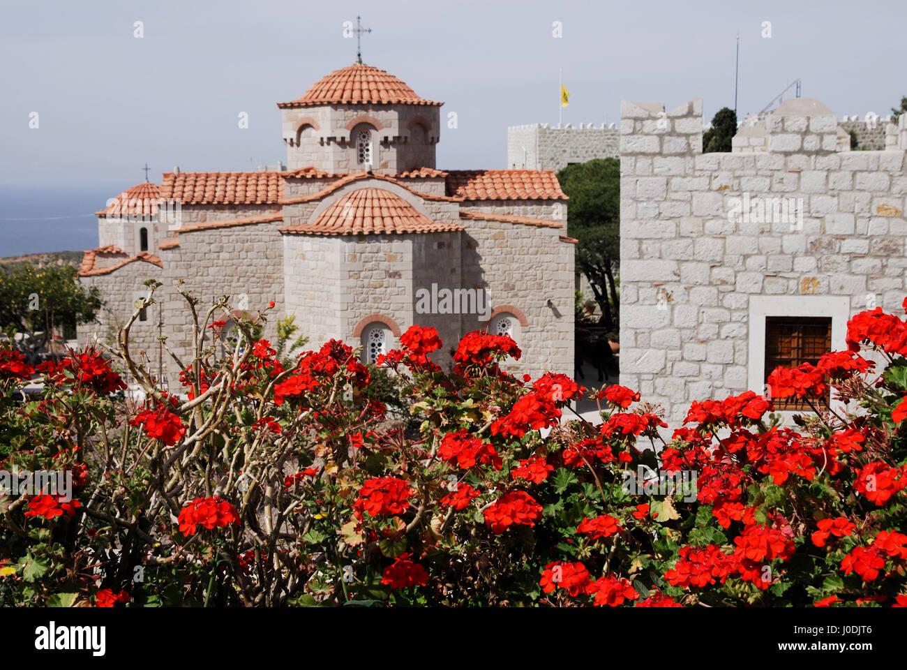 Christliche orthodoxe Karwoche, Ostern auf der griechischen Insel der Apokalypse (Patmos) - das Kloster des Heiligen Johannes Stockfoto