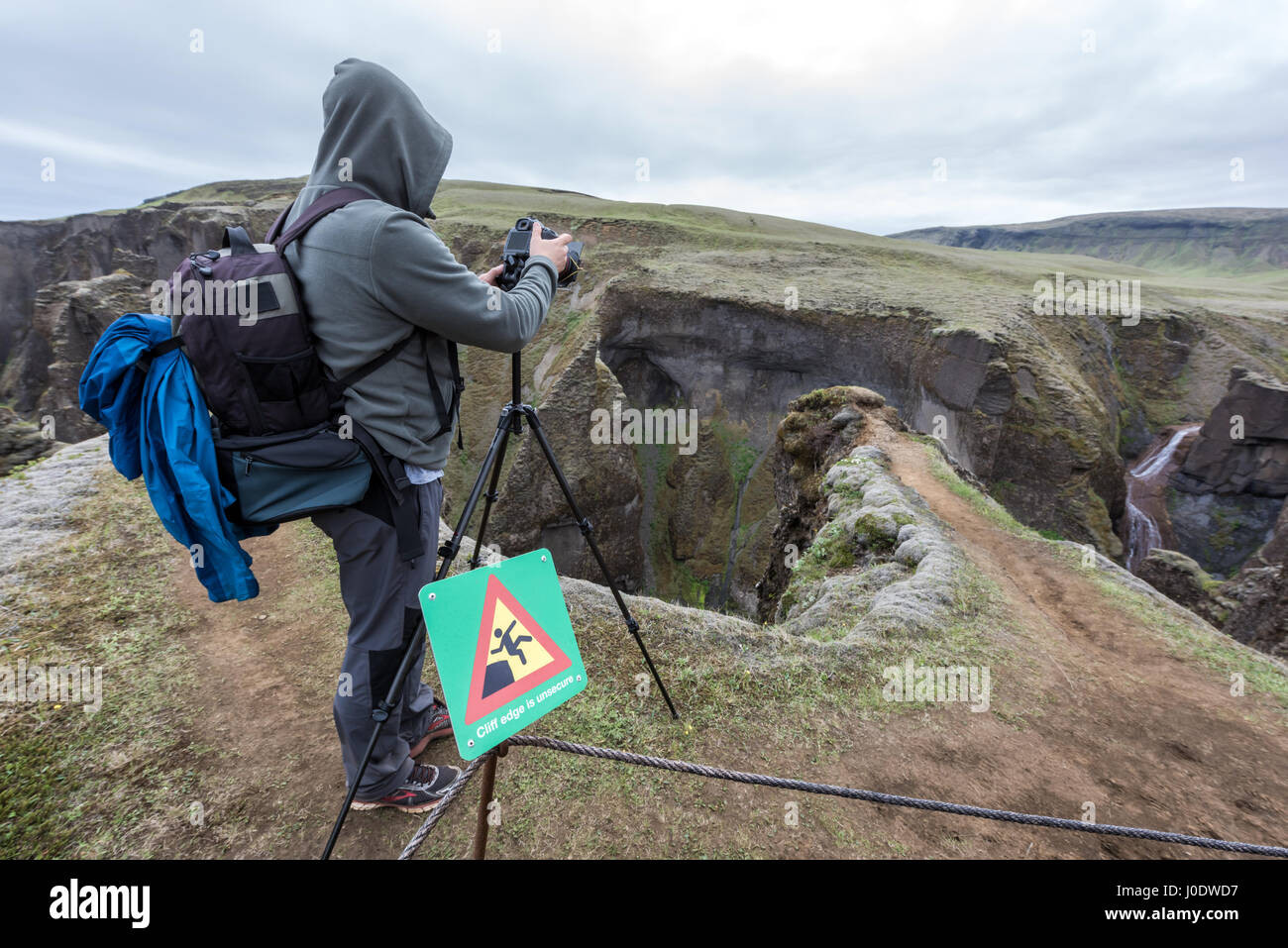 Fjadrargljufur Canyon in South East Island, Europa. Stockfoto