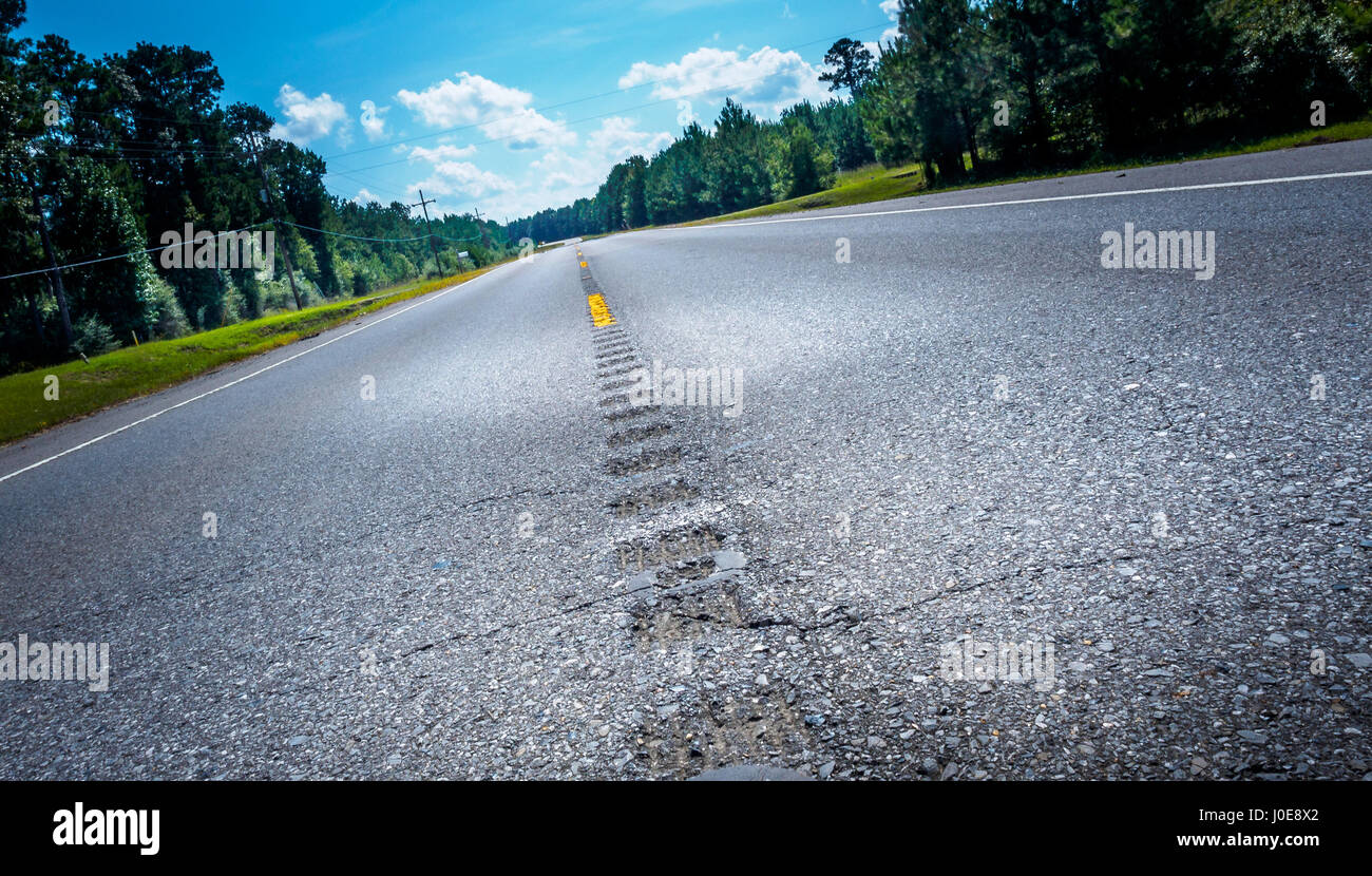 Road View Perspektive, Louisiana, USA Stockfoto