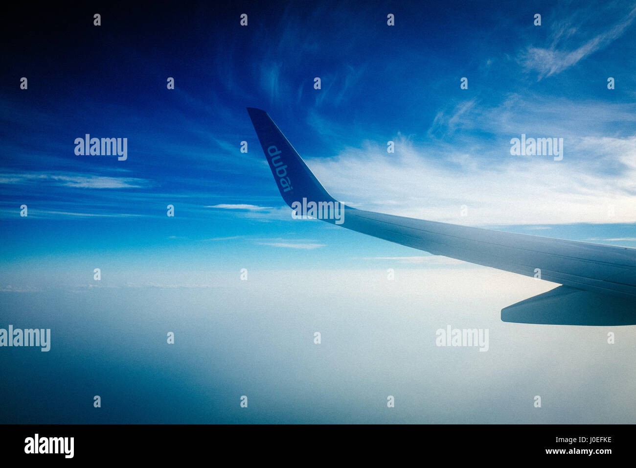 Flydubai ist eine Billigfluggesellschaft, die zu 83 Zielen weltweit fliegen. Stockfoto