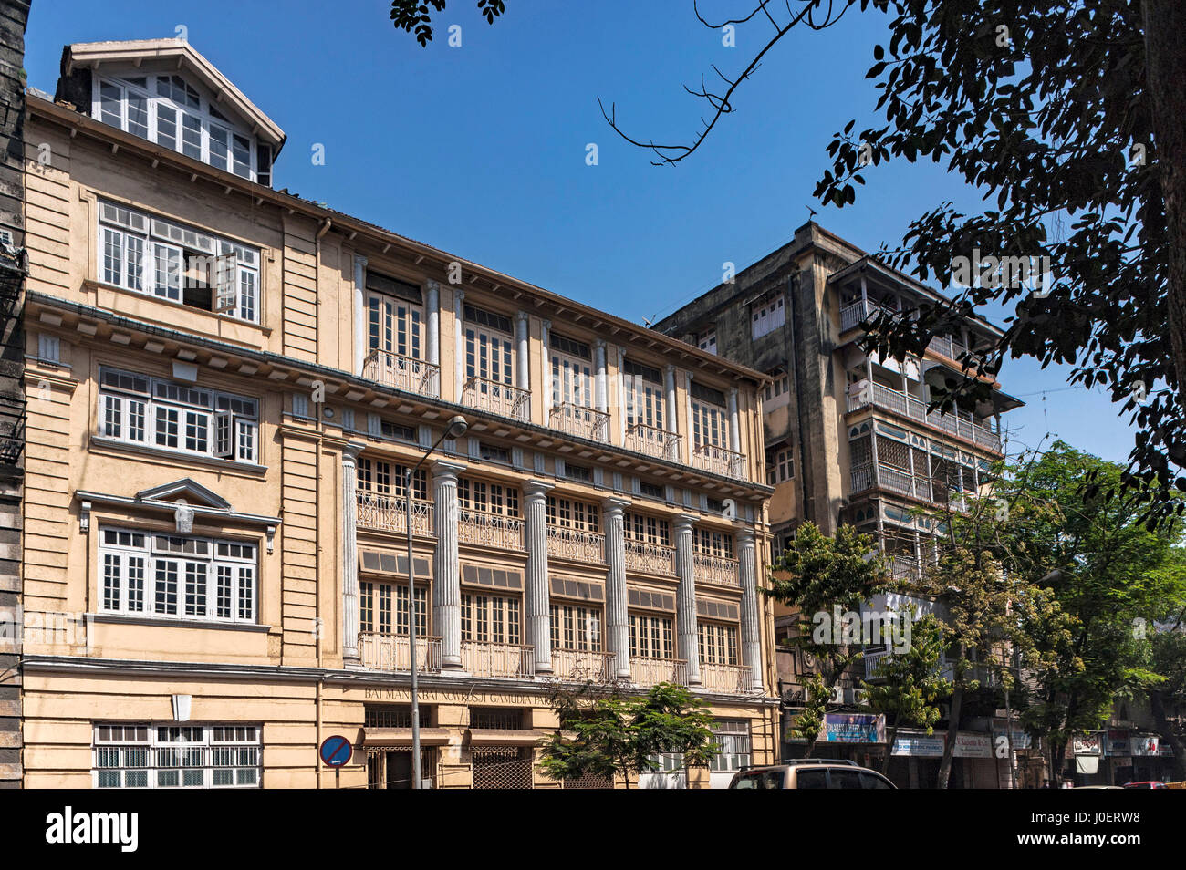 Bai Manekbai Nowrosji Gamudia parsi Mädchenschule, Mumbai, Maharashtra, Indien, Asien Stockfoto