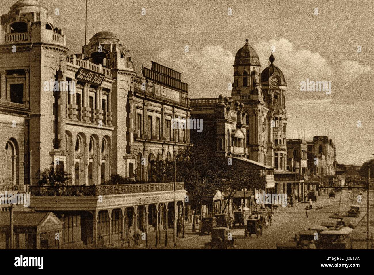 Jahrgang 1900 s Foto von Bristol Hotel Gebäude, Kolkata, West Bengal, Indien, Asien Stockfoto