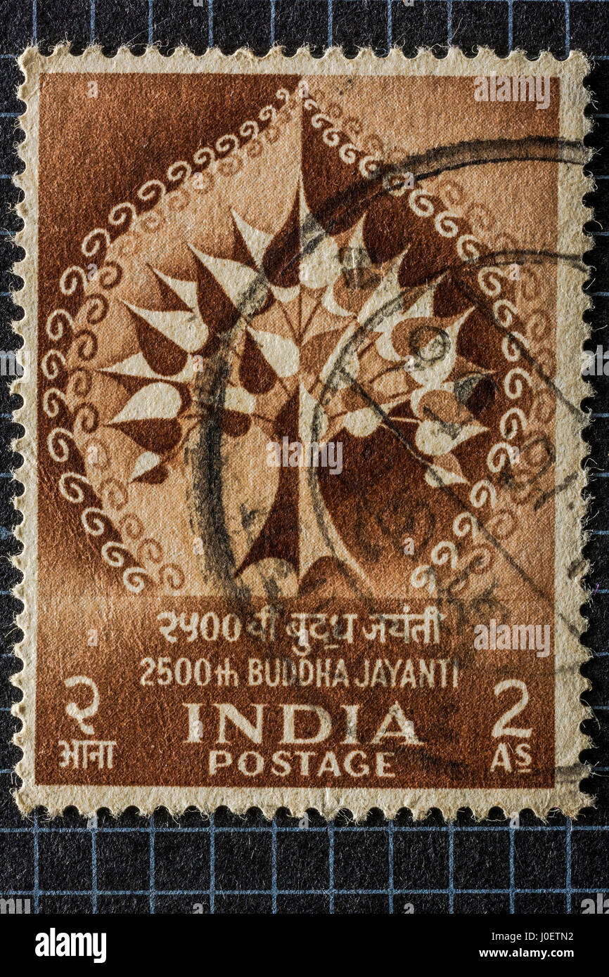 Buddha Jayanti, Briefmarken, Indien, Asien Stockfoto