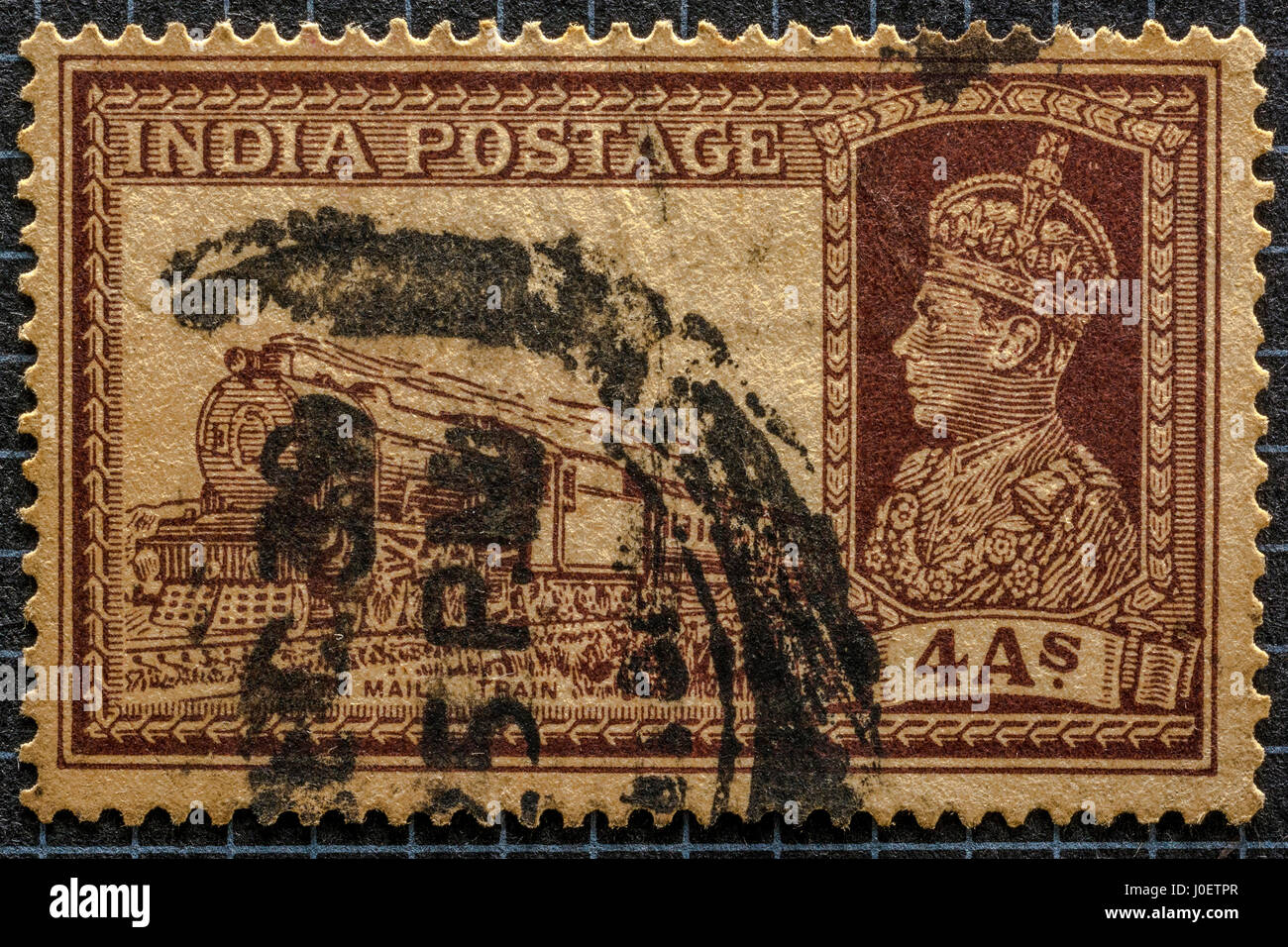 Alte vintage Transport e-mail Zug 4 Hannas, Briefmarken, Indien, Asien Stockfoto