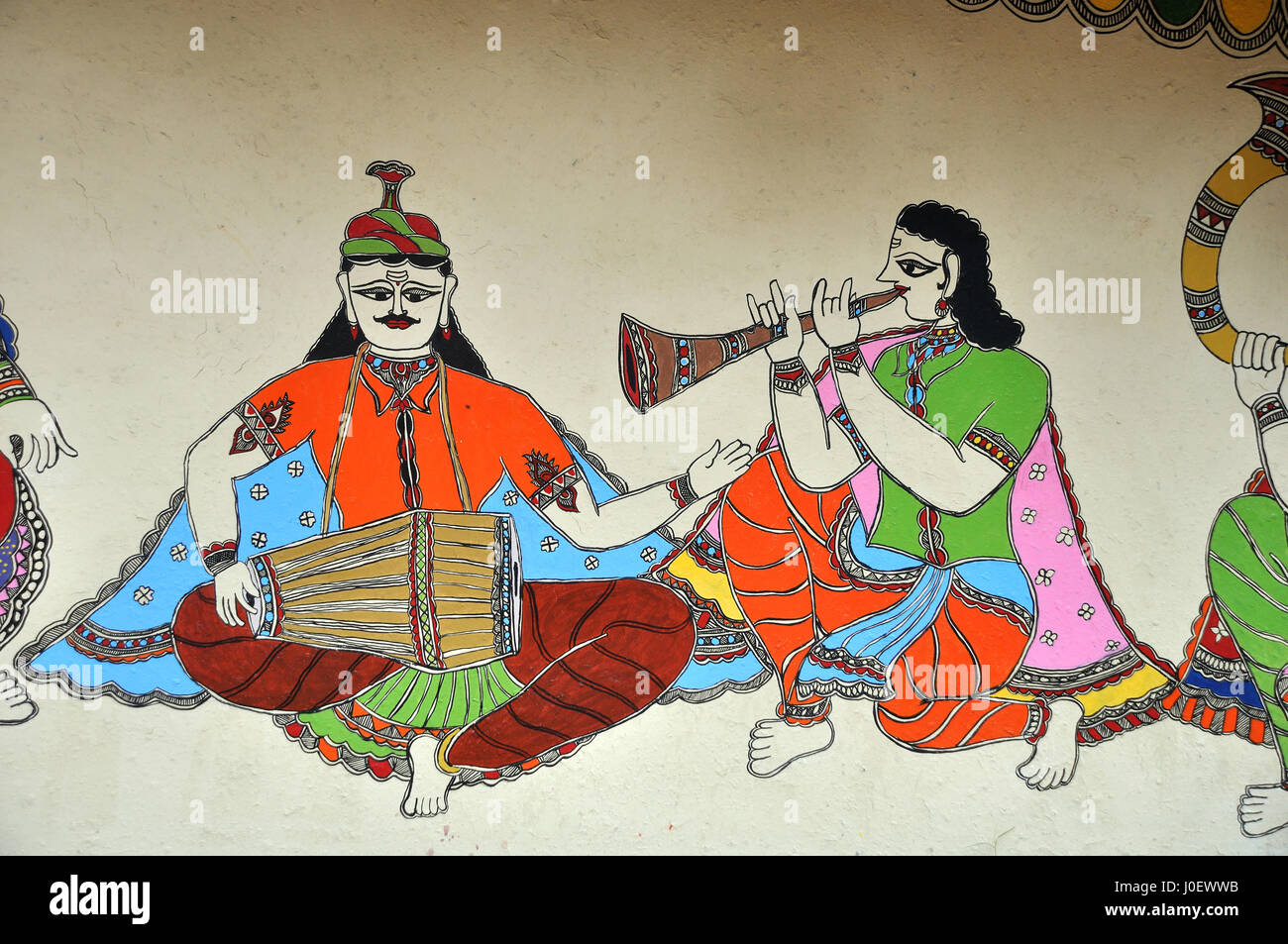 Madhubani oder Mithila Malerei, Bihar, Indien, Asien Stockfoto
