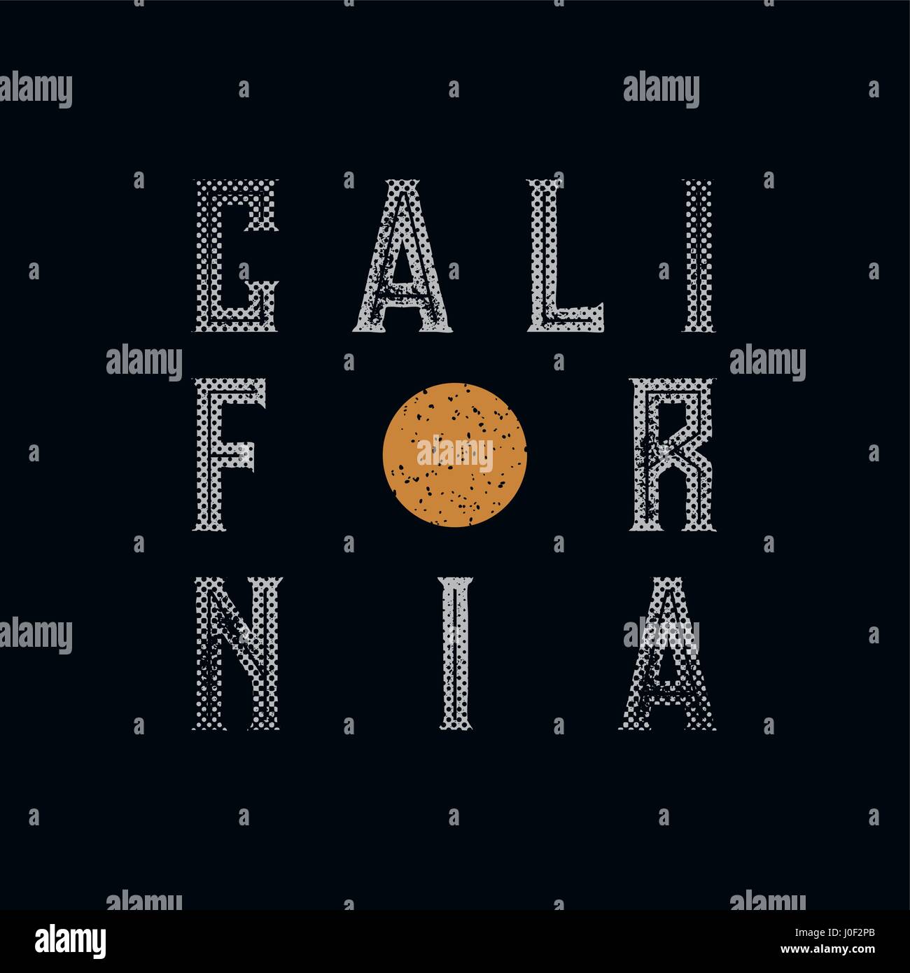 California typografische Gestaltung für T-shirt drucken. Globale Farben. Geschichteten Vektor-Illustration. Stock Vektor