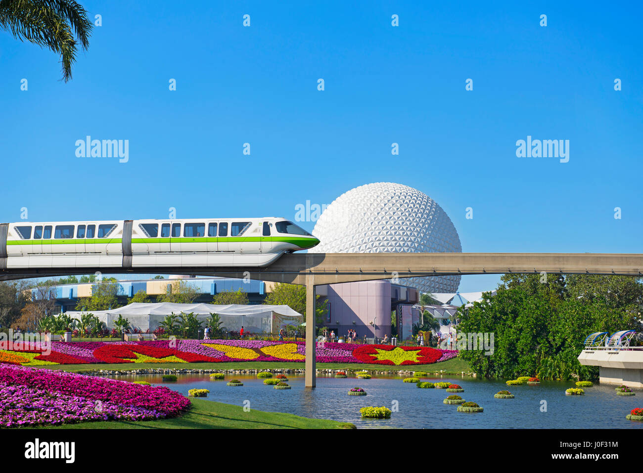 Epcot, Globus, Disney World Monorail, Orlando, Florida Stockfoto