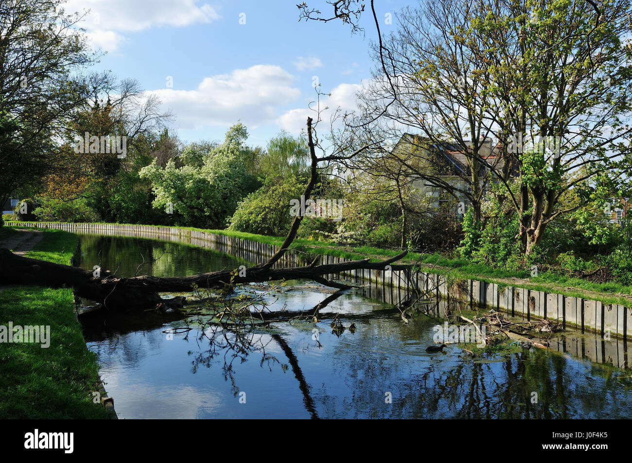 Der New River in der Nähe von Harringey Green Lanes und Finsbury Park, Nord-London-UK Stockfoto