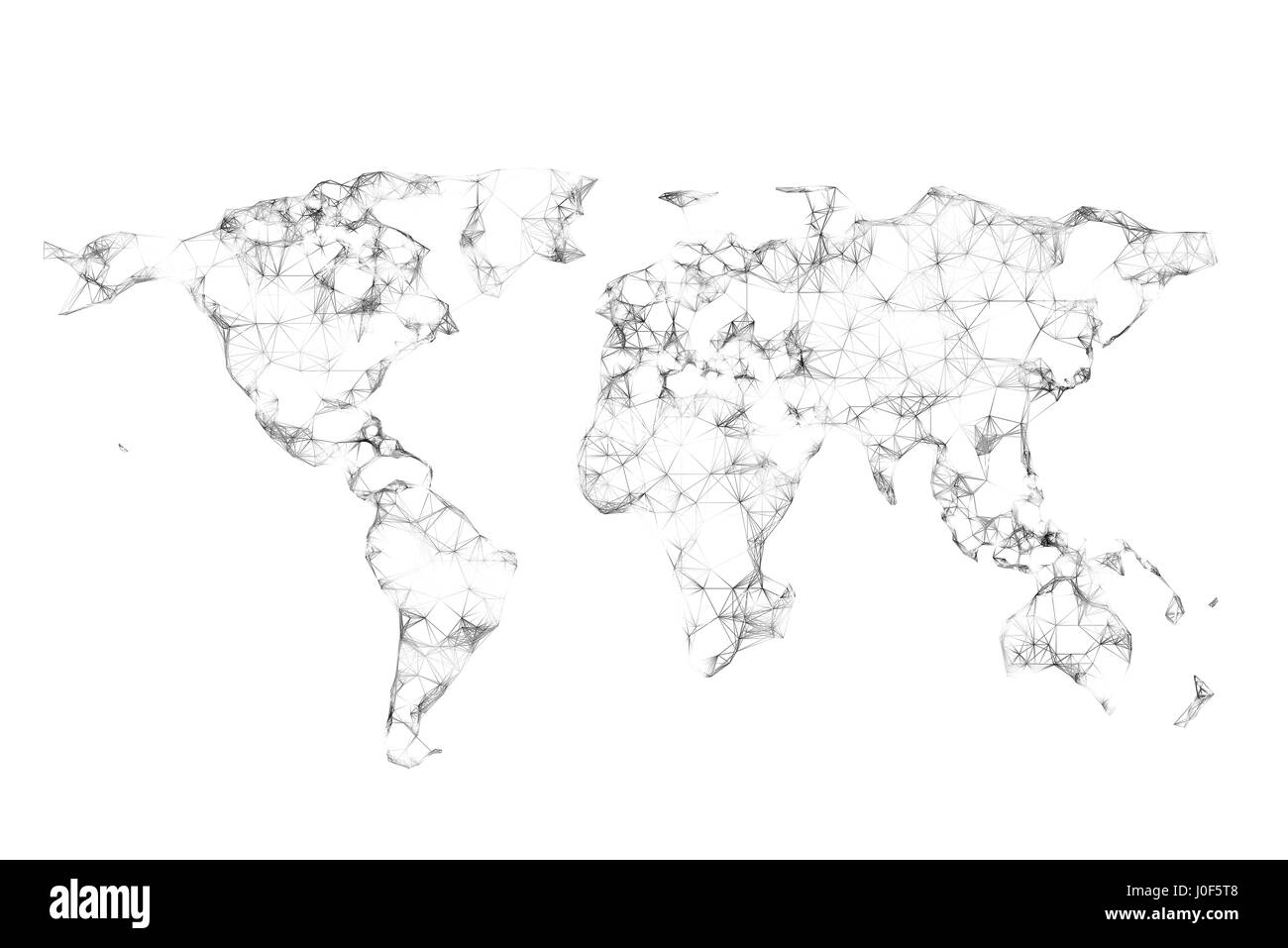 Bstract Polygon 3d Render Weltkarte isoliert auf weißem Hintergrund Stockfoto