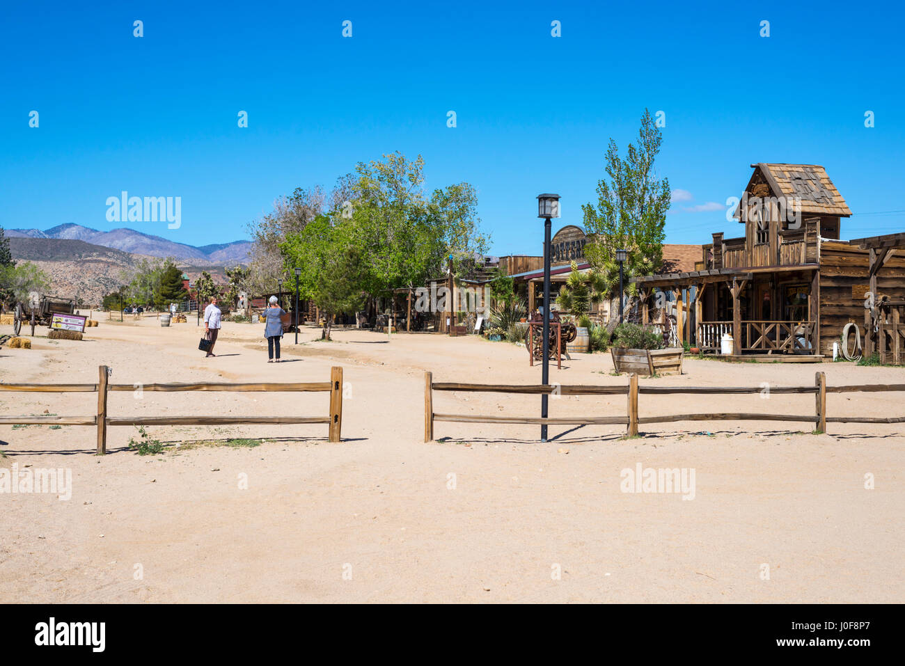 Pioneer Stadt in Yucca Valley, Kalifornien, USA. Stockfoto