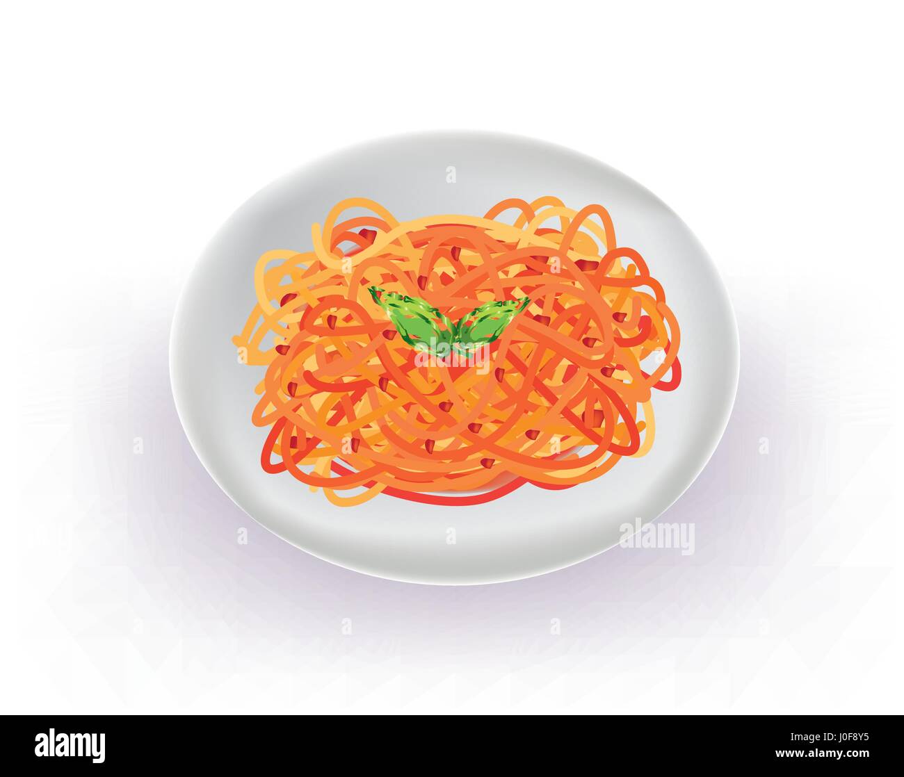 Teller Spaghetti auf weißem Hintergrund Stock Vektor