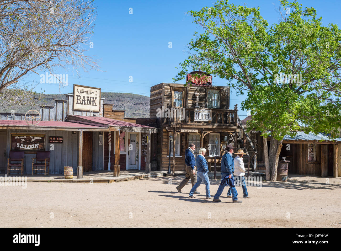 Pioneer Stadt in Yucca Valley, Kalifornien, USA. Stockfoto