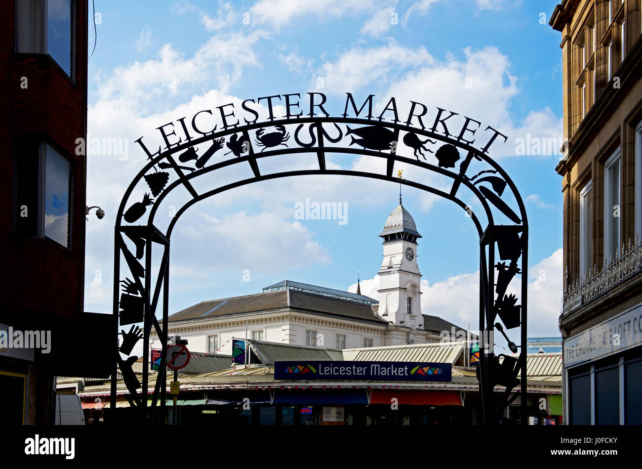 Zeichen für Leicester, Leicester, Leicestershire, England Großbritannien Stockfoto