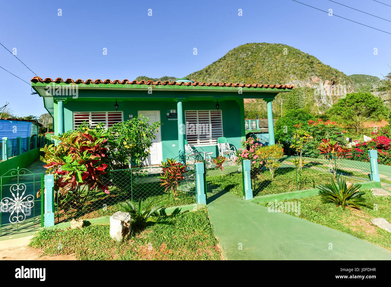 Typisches Haus in der landwirtschaftlichen Stadt von Vinales, Kuba. Stockfoto