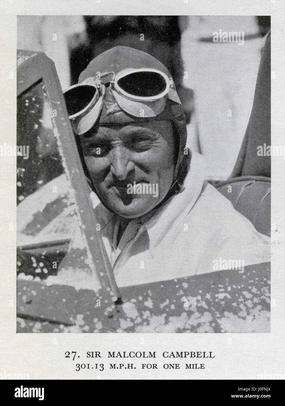 Porträt von Sir Malcolm Campbell: hält den Rekord für 301,13 km/h für eine Meile durchschnittliche Geschwindigkeit, im Jahre 1935 erhielt Stockfoto