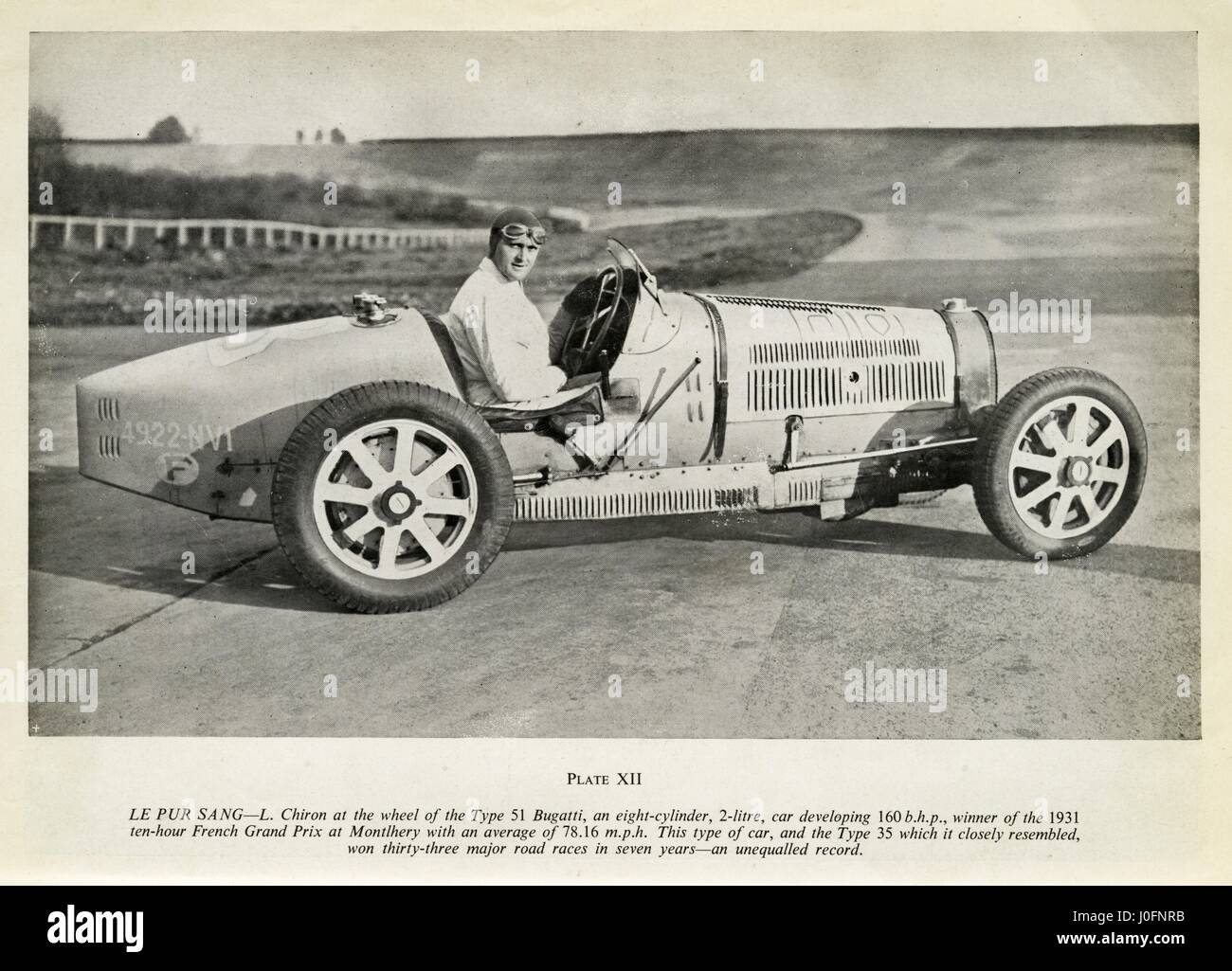Louis Alexandre Chiron am Steuer des Bugatti Typ 51, ein 8-Zylinder, 2  Liter Sieger des 1931 Französisch GP Stockfotografie - Alamy