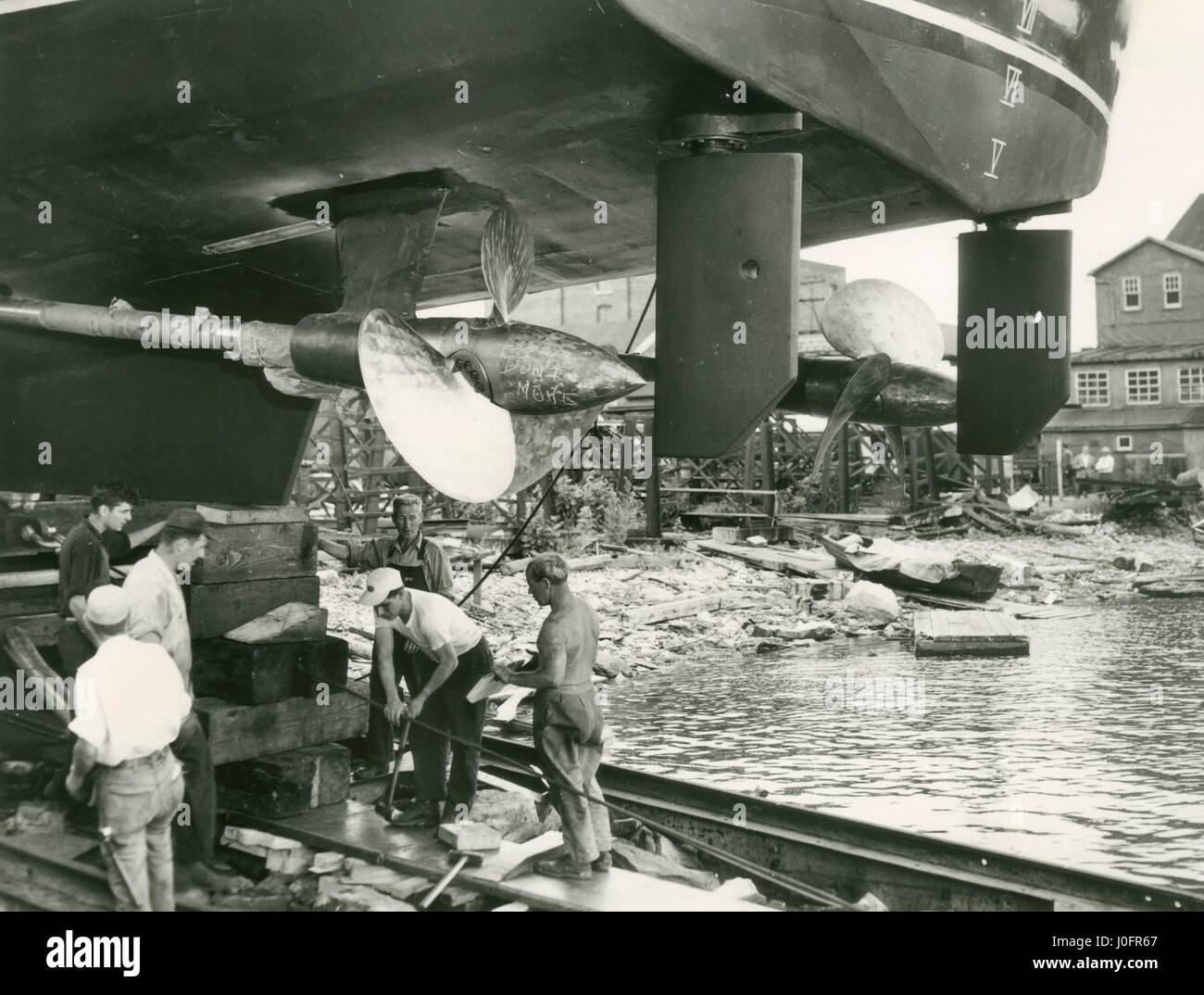 Fort Steele MP34 schnelle Patrouille Kreuzer im Trockendock Stockfoto