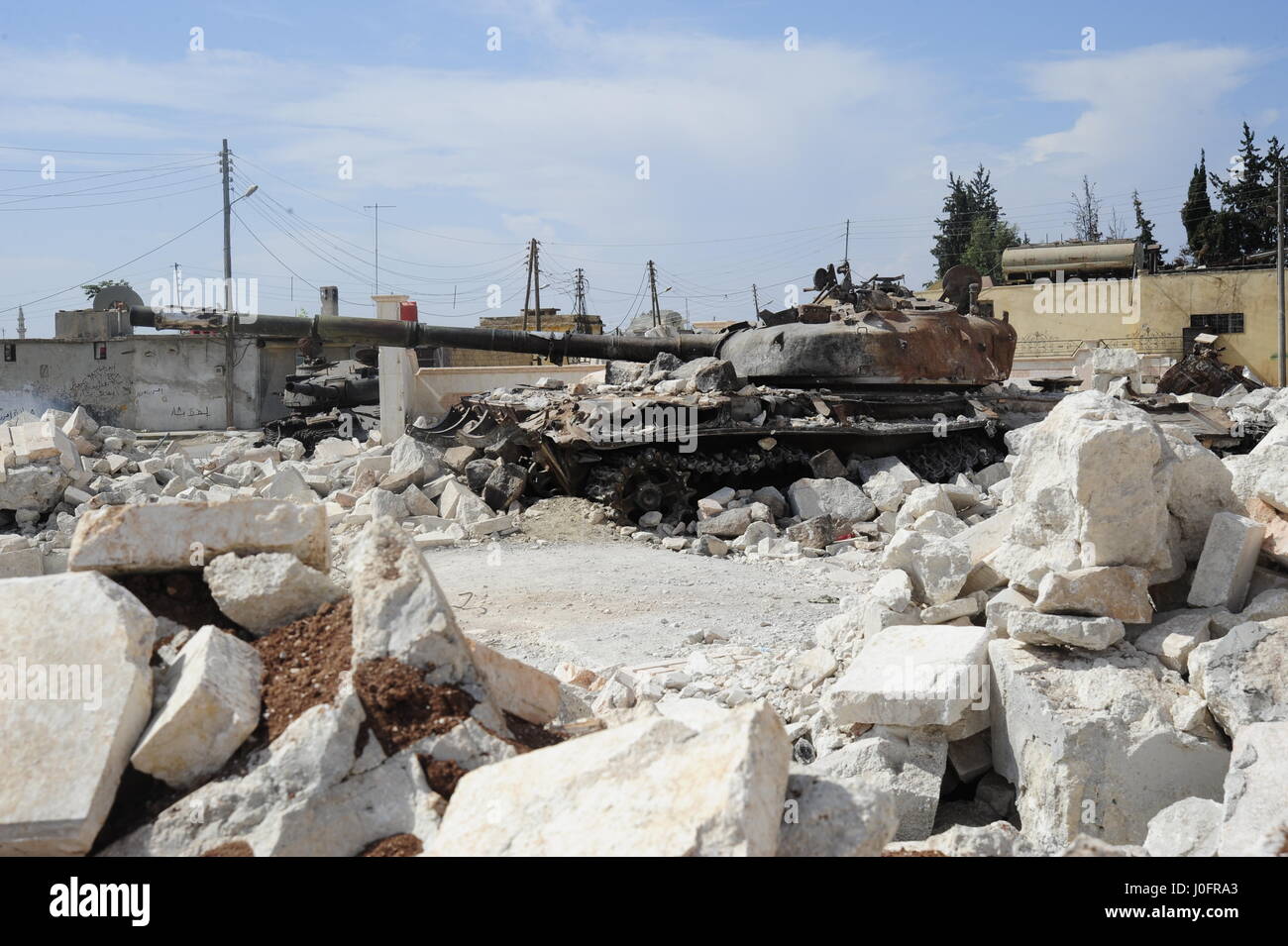 Die Freie Syrische Armee, der wichtigsten bewaffneten Rebellengruppen kämpfen Präsident Baschar al-Assads Regierung. Azaz a stegic Stadt etwa 30 Kilometer nord-Nort Stockfoto