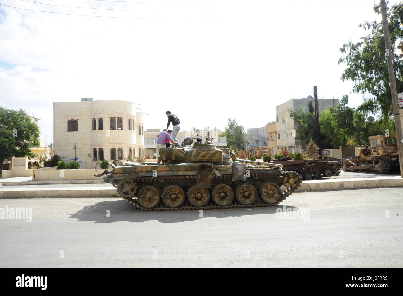 Die Freie Syrische Armee, der wichtigsten bewaffneten Rebellengruppen kämpfen Präsident Baschar al-Assads Regierung. Azaz a stegic Stadt etwa 30 Kilometer nord-Nort Stockfoto