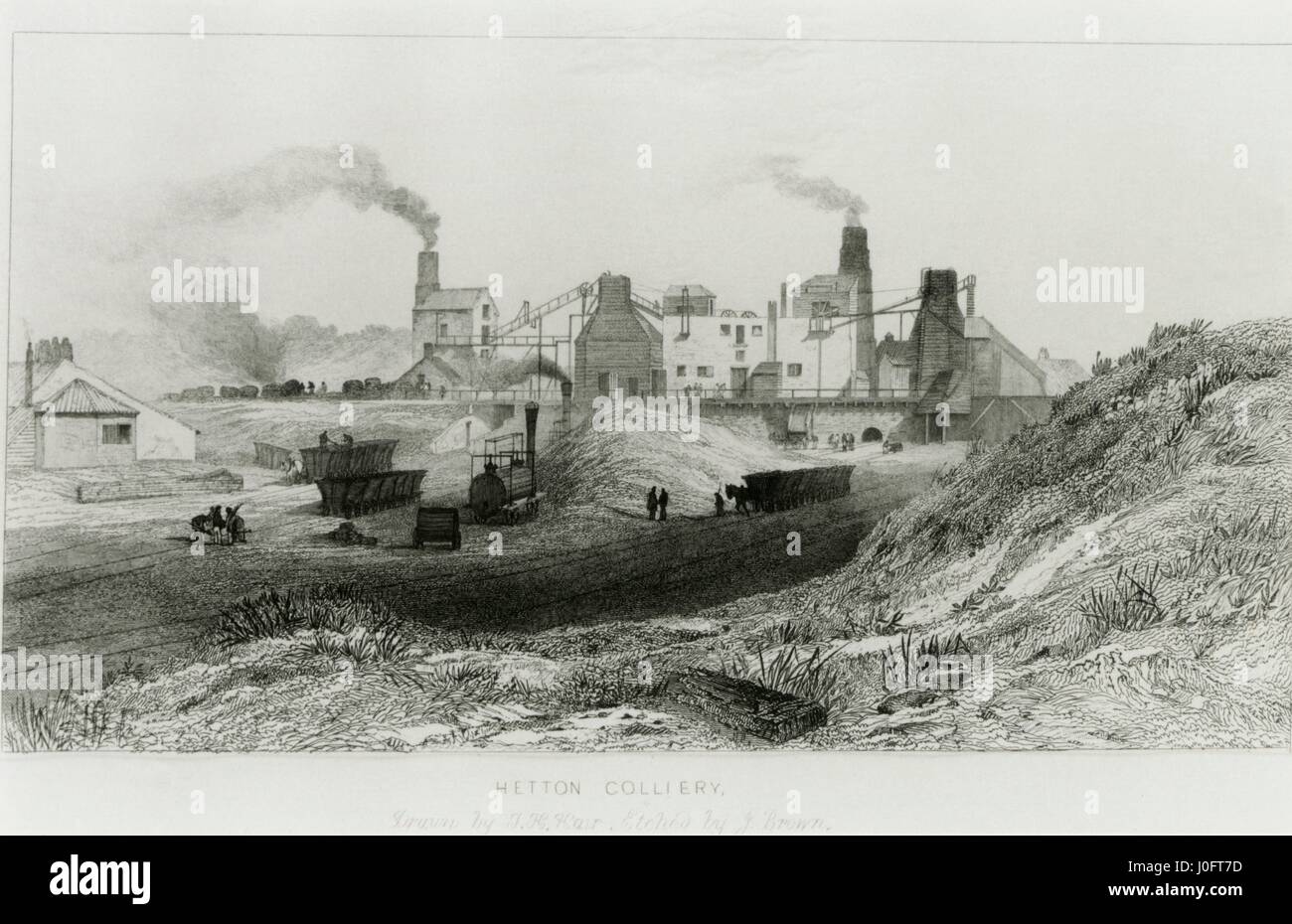 Hetton Colliery, mit einer Dampflok Stockfoto