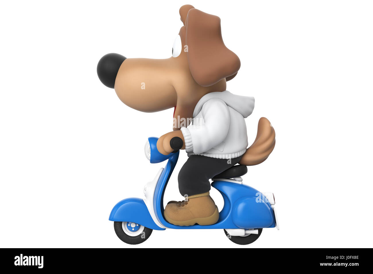 Glücklicher Hund Comicfigur, Seitenansicht Stockfoto