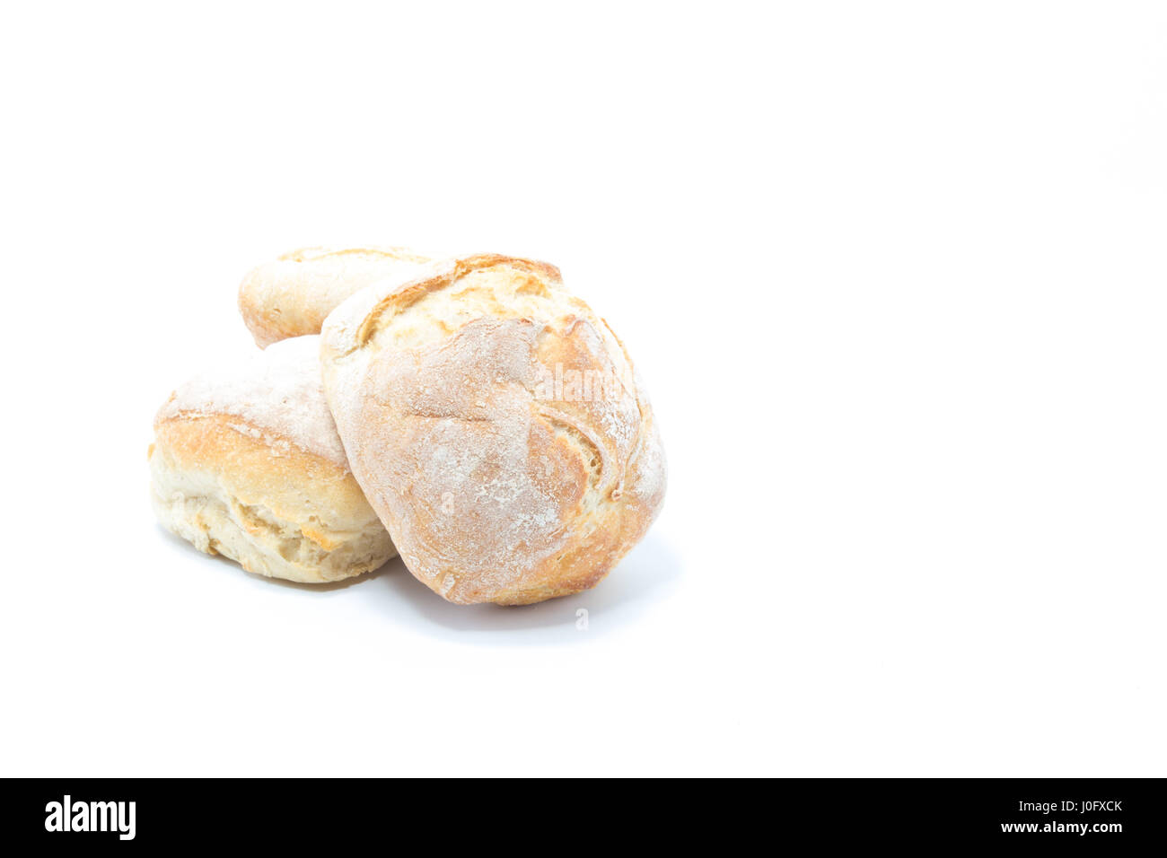 Mini-knusprigem hausgemachten Burger Brot isolierten in weißen Hintergrund Stockfoto