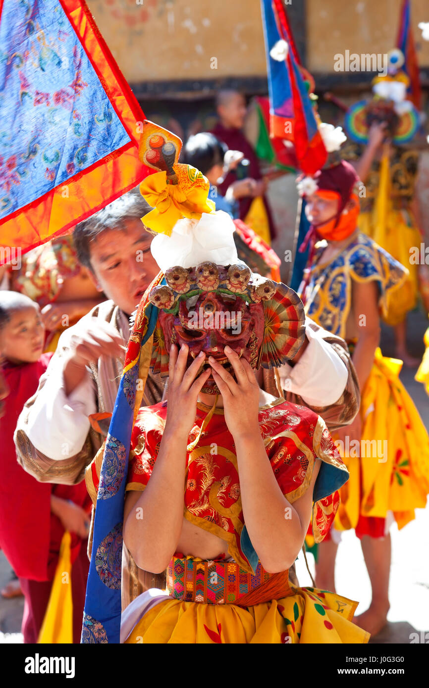 Tamshing Phala Chhoupa Festival, Tamshing Kloster, Nr. Jakar, Bumthang, Bhutan Stockfoto