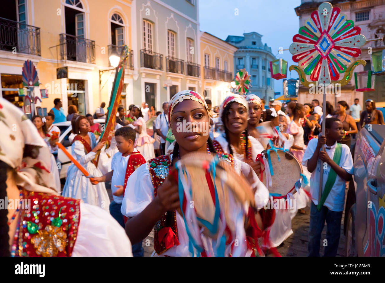 Weihnachten Prozession & Karneval, Pelourinho, Salvador, Bahia, Brasilien Stockfoto