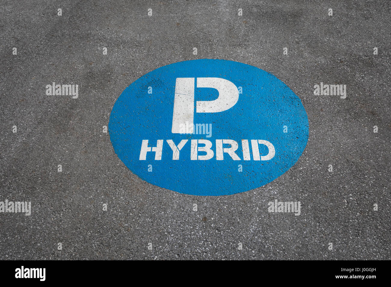 Hybrid-Auto-parken-Zeichen Stockfoto