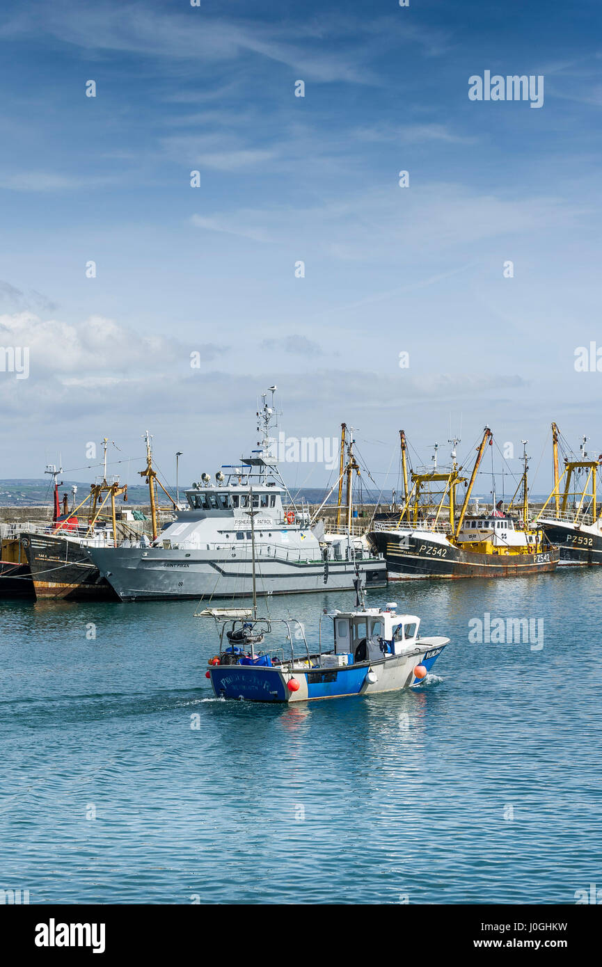 Newlyn; Hafen; WH264 Prospector; Hafen; Hafen; Fischerboot ; Fischereifahrzeug ; Fischerboote; Fischereifahrzeuge; verlassen den Hafen Stockfoto