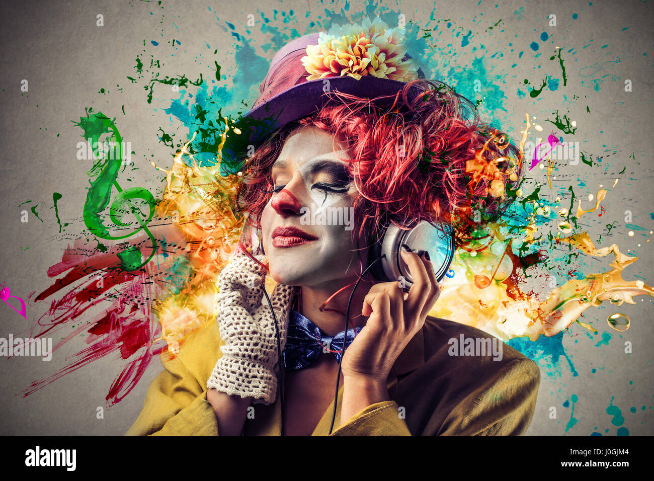 Clown Frau mit bunten Farben Stockfoto