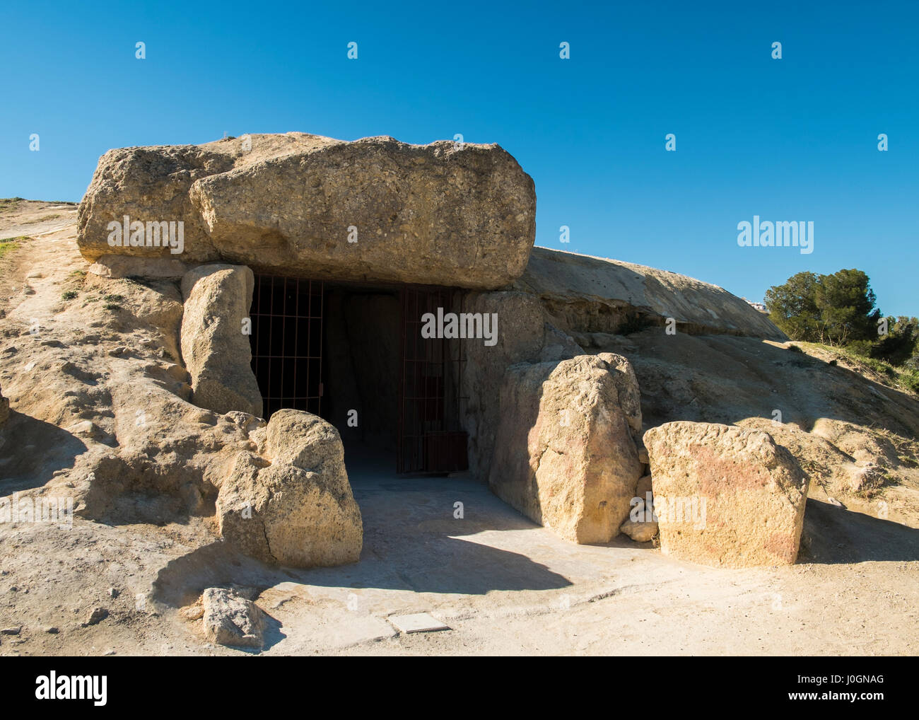 Dolmen Menga. Antequera, Provinz Málaga, Andalusien, Spanien Stockfoto