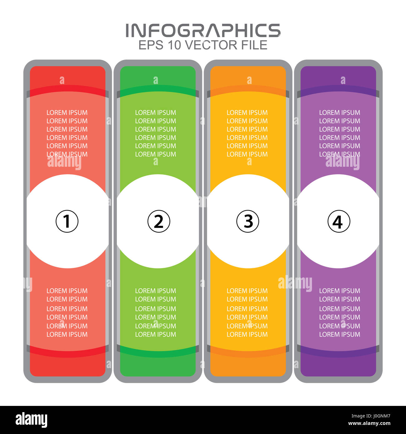 Vorlage, Vektor, Infografik, Geschäft, Schritt, Banner, Layout, Präsentation, Diagramm, abstrakt, Symbol, Daten, 4, Diagramm, Informationen, Hintergrund, Illus Stockfoto