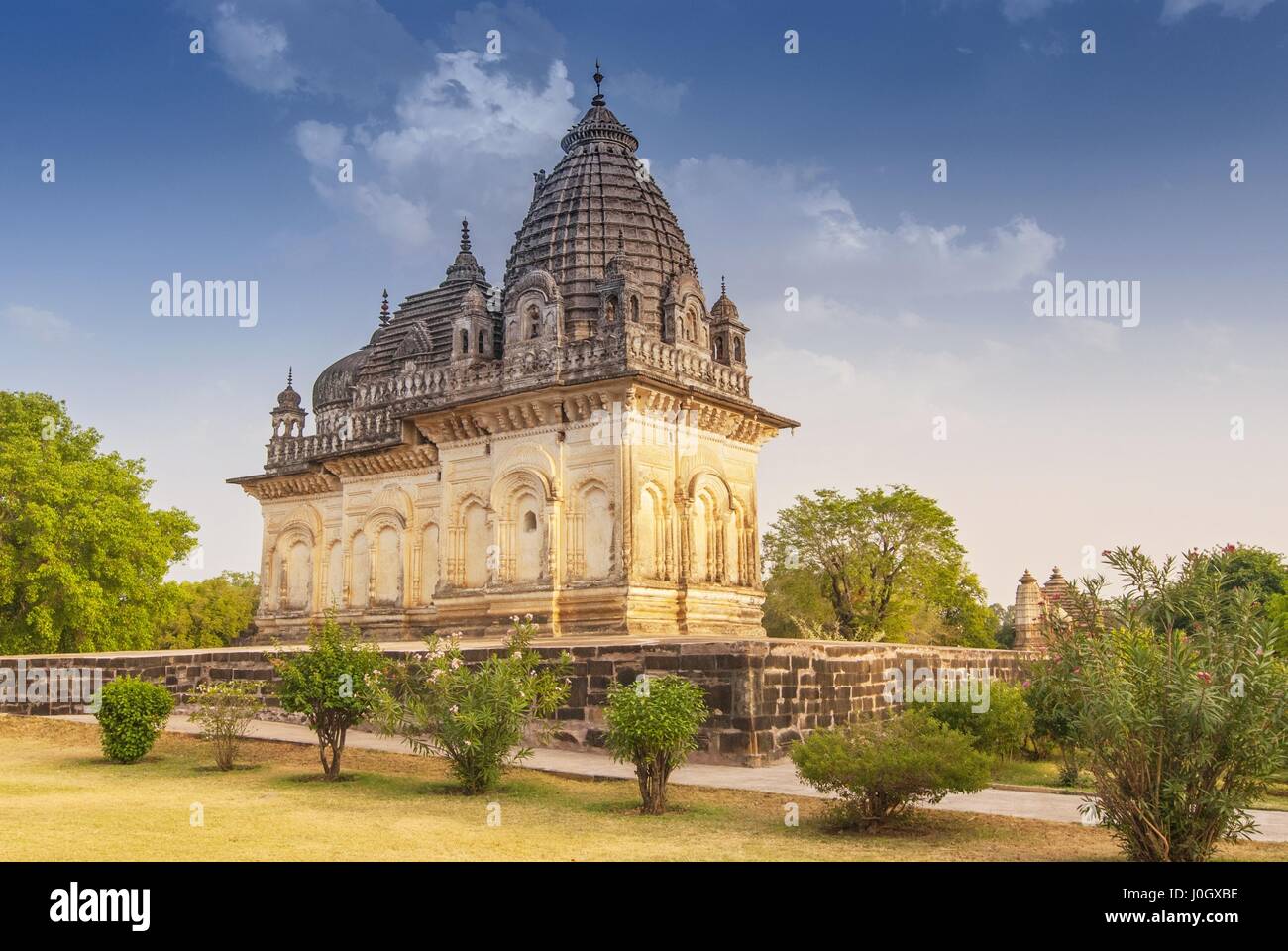 Parvati-Tempel, Tempel der Chandela Dynastie in Khajuraho Gruppe von Denkmälern, Indien. Stockfoto