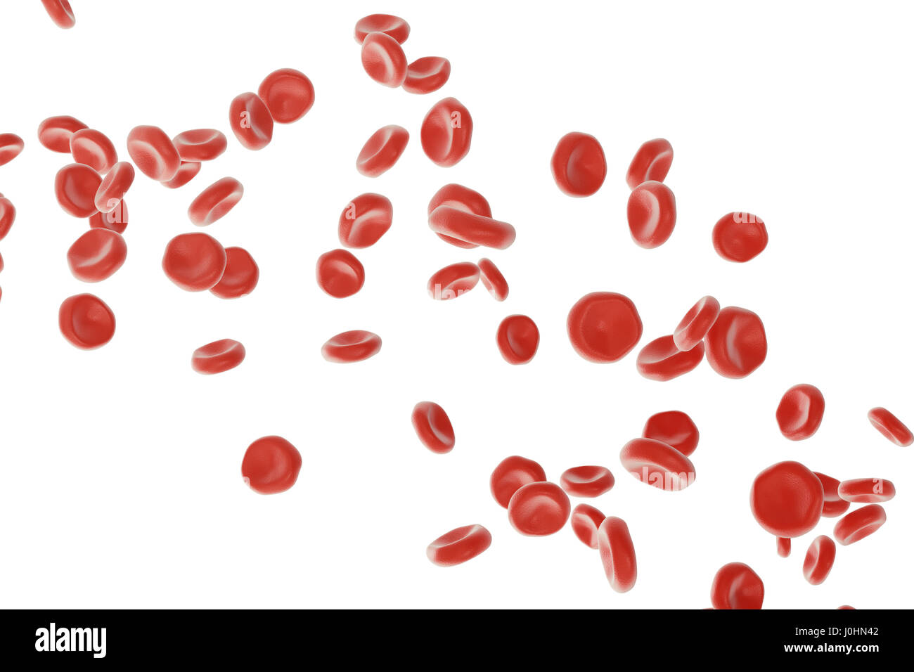 Roten Blutkörperchen in Arterie, fließen im inneren Körpers, Konzept menschliche Gesundheitsversorgung, 3D-Rendering, isoliert auf weiss Stockfoto