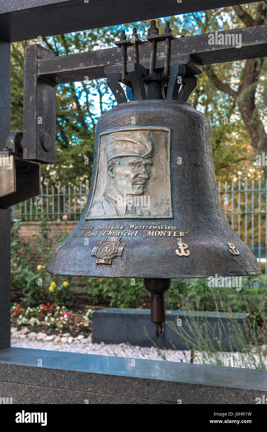 Polen, Warschau: Glocke heißt Monter, nach dem Oberbefehlshaber der Warschauer Upising, Brigadegeneral Antoni Chrusciel (Spitzname Monter). Stockfoto