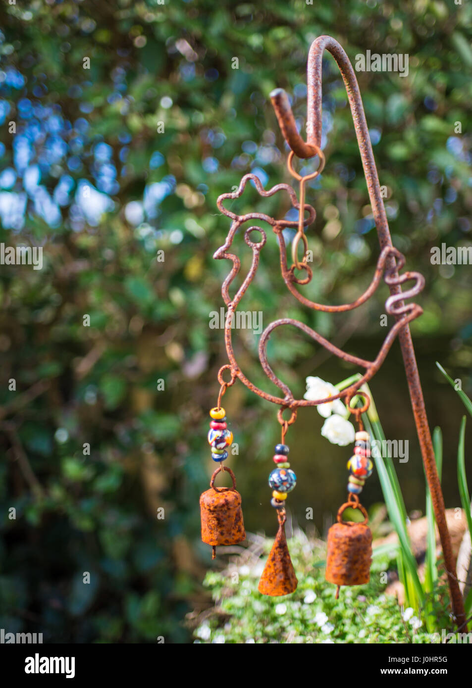 Huhn-Windspiel Garten Ornament geformt Stockfoto