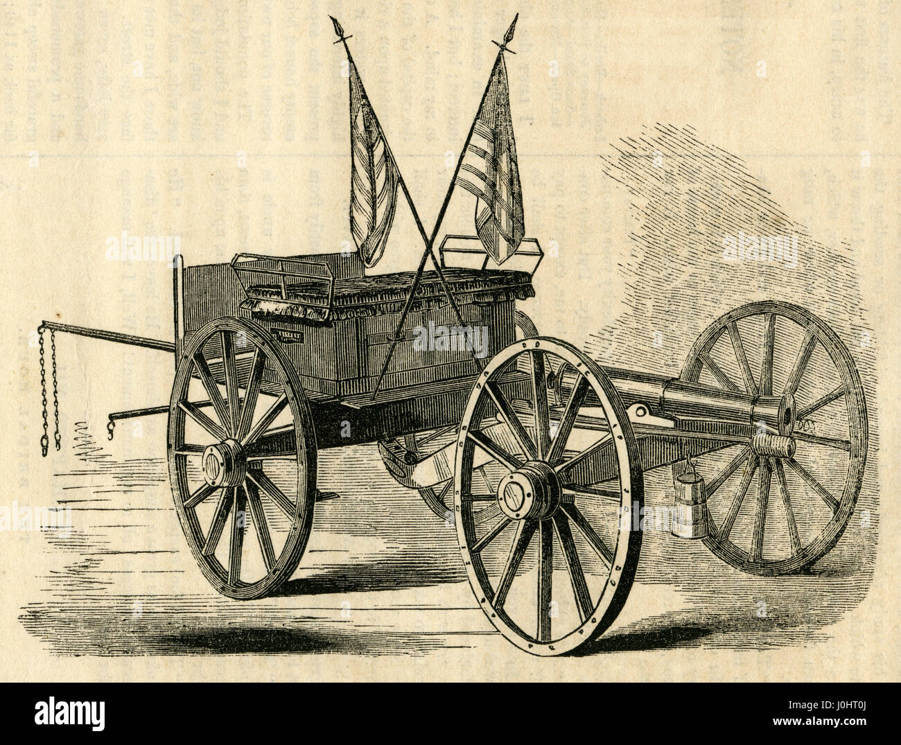 Antiken 1854 Gravur "Kanone auf der New York State Arsenal." QUELLE: ORIGINAL GRAVUR. Stockfoto