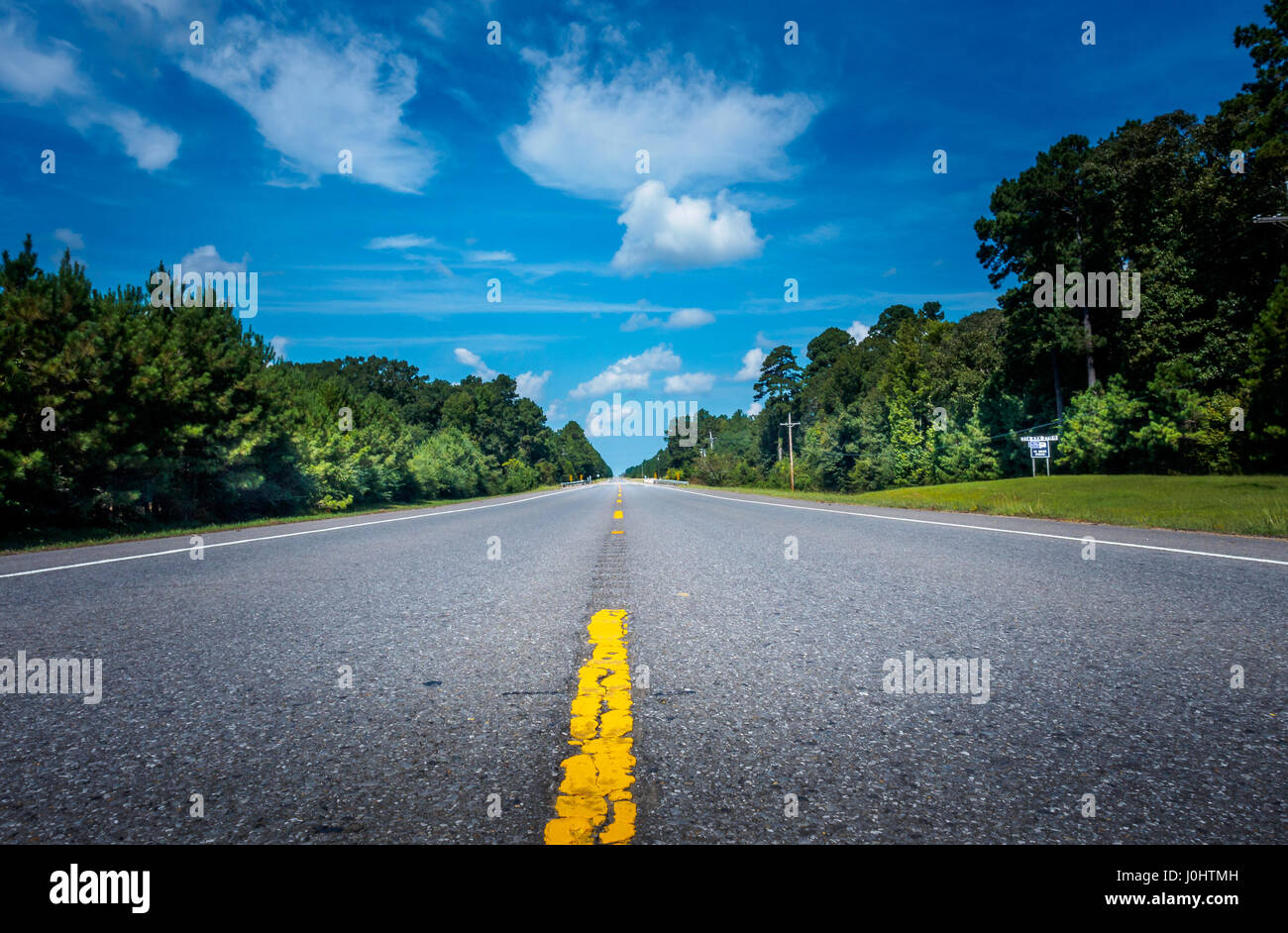 Road View Perspektive, Louisiana, USA Stockfoto