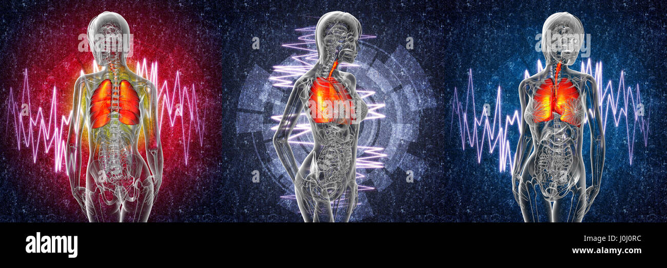 3D Rendering medizinische Illustration der Atemwege Schmerzen Stockfoto