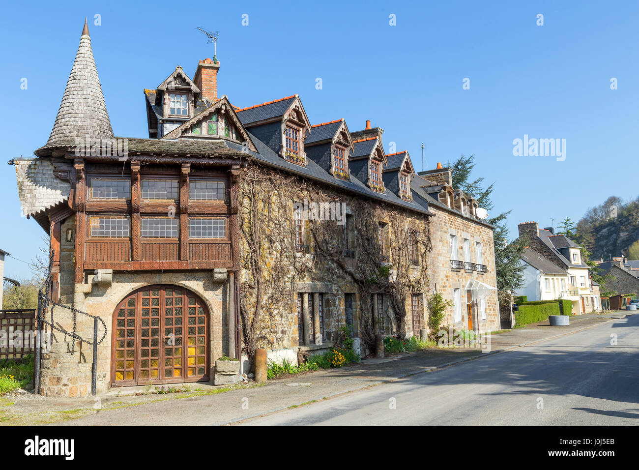 Fachwerkhaus in Mont-Dol, Bretagne, Frankreich. Stockfoto