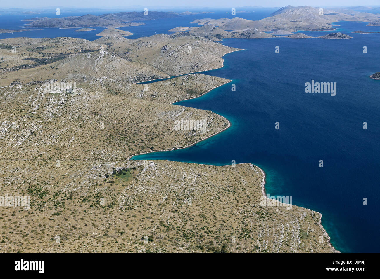 Luftaufnahme des Naturparks Telašćica Stockfoto